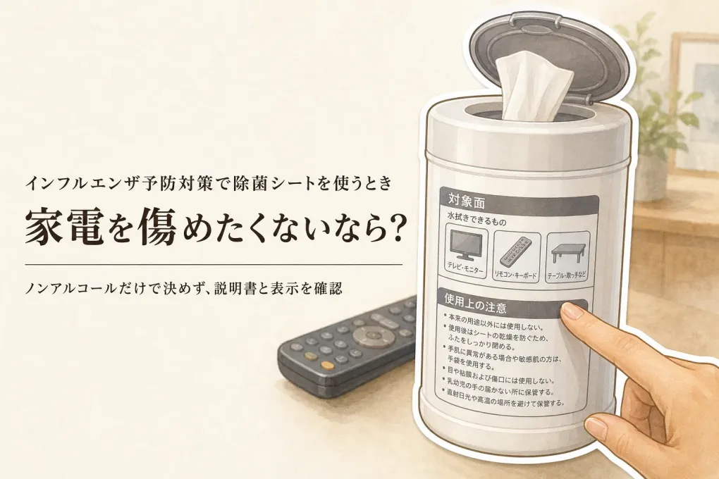 除菌シートはノンアルコールとアルコール、どちらがよい？ドアノブ・リモコンを傷めにくく拭く選び方