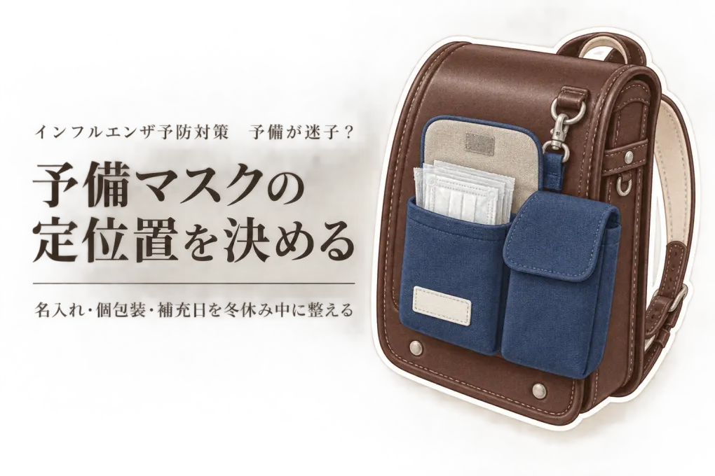 冬休み中に整える名入れ移動ポケットと個包装子供用マスク｜通学バッグの予備を迷子にしない補充ルール