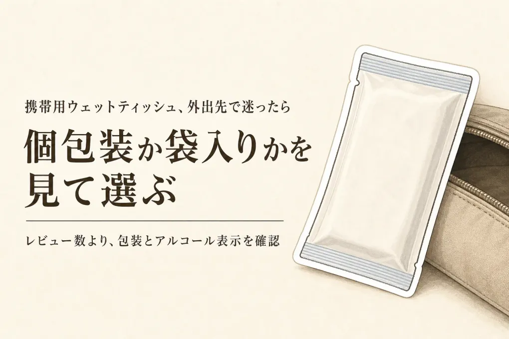 携帯用ウェットティッシュのレビュー数ランキング｜アルコール配合表示と個包装を比較