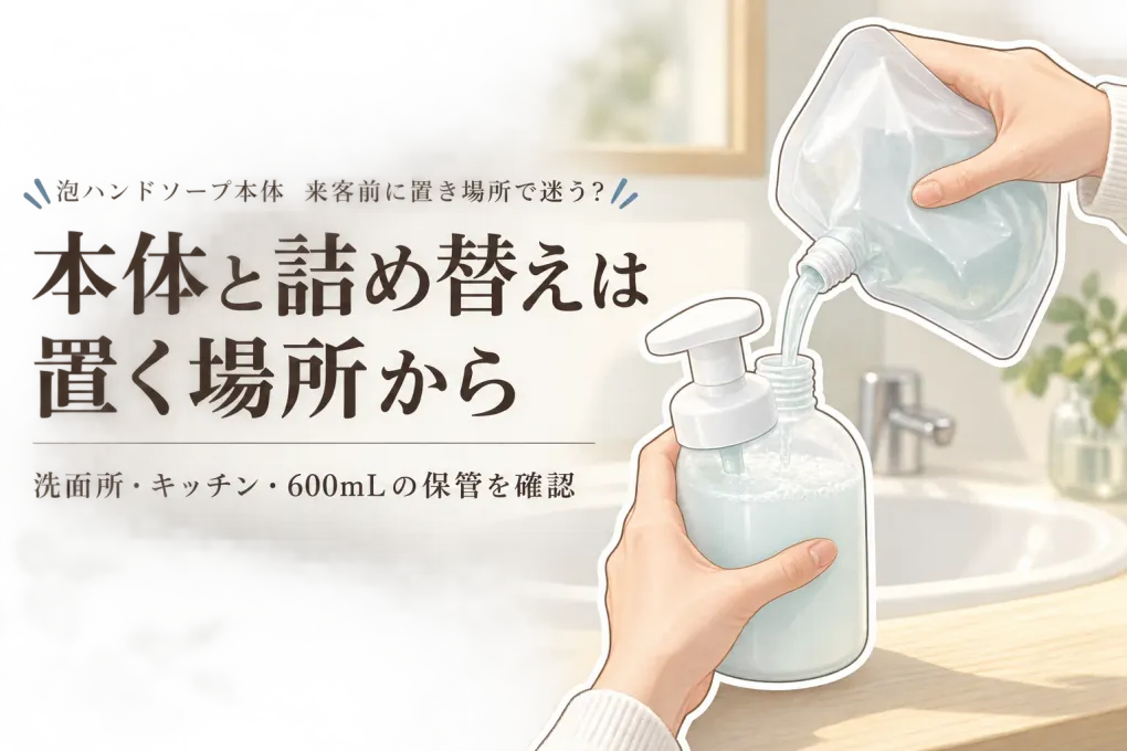 年末の来客前に泡ハンドソープ本体を見直す｜詰め替え容量と洗面所・キッチンの置き場所